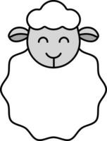 desenho animado ovelha ícone dentro cinzento e branco cor. vetor