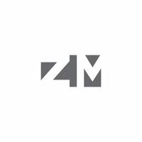 Monograma de logotipo zm com modelo de design de estilo de espaço negativo vetor