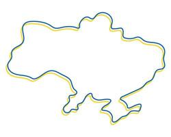 Ucrânia mapa simples azul e amarelo contorno. vetor ilustração.
