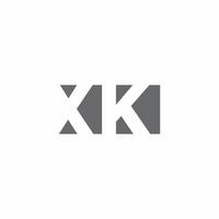 Monograma do logotipo xk com modelo de design de estilo de espaço negativo vetor