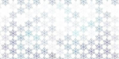 textura de doodle de vetor azul claro com flores.