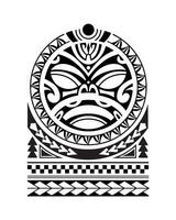 tatuagem esboço maori estilo para ombro. com Sol face. Preto e branco. vetor