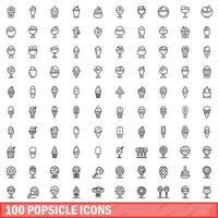 100 picolé ícones definir, esboço estilo vetor