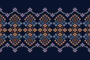 étnico geométrico tecido padronizar Cruz ponto.ikat bordado étnico oriental pixel padronizar azul fundo. resumo,vetor,ilustração. textura,vestuário,quadro,decoração,motivos,seda papel de parede. vetor