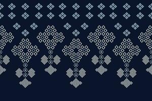 étnico geométrico tecido padronizar Cruz ponto.ikat bordado étnico oriental pixel padronizar azul fundo. resumo,vetor,ilustração. textura,vestuário,quadro,decoração,motivos,seda papel de parede. vetor