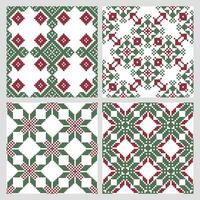 conjunto do étnico desatado padrões. geométrico abstrato bicolor padrões étnico motivos. imprimir, têxtil, fundo, vetor