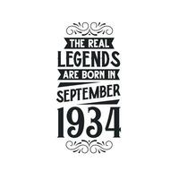 nascermos dentro setembro 1934 retro vintage aniversário, real lenda estão nascermos dentro setembro 1934 vetor
