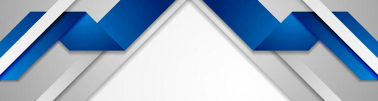 azul e cinzento geométrico papel abstrato bandeira vetor