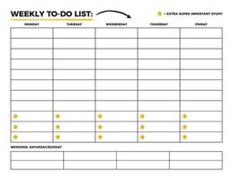 semanal façam lista. carta página tamanho. fofa básico imprimível tarefa lista. livre tarefa rastreador. vetor