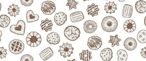 cookie conjunto ilustração desenhada à mão. vetor. vetor