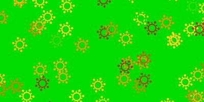textura de vetor verde e amarelo claro com símbolos de doença.