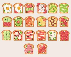 coleção ilustração manhã sanduíche saudável refeição .definir do fresco legumes e molho vetor