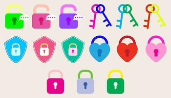coleção cadeado dados proteção segurança criptografia privacidade conceito.conjunto do dados proteção. vetor