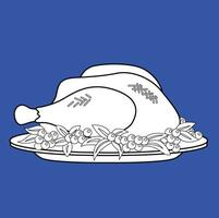 Natal festa cardápio jantar assado frango desenho animado digital carimbo esboço vetor