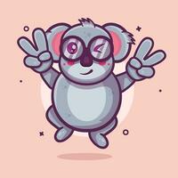 fofa coala animal personagem mascote com Paz placa mão gesto isolado desenho animado dentro plano estilo Projeto vetor
