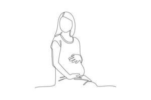 contínuo 1 linha desenhando gravidez e infantil perda consciência mês conceito. rabisco vetor ilustração.