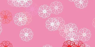 textura de doodle de vetor vermelho claro com flores.