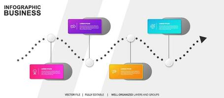 modelo de infográfico de negócios. rótulo de design de linha fina com ícone e 4 opções, etapas ou processos. vetor