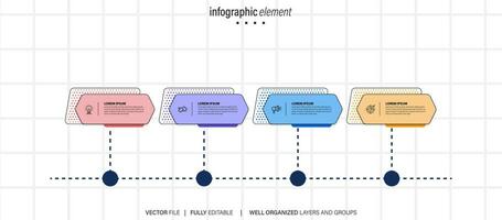 infográfico Projeto modelo. criativo conceito com 4 passos vetor