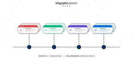 infográfico Projeto modelo. criativo conceito com 4 passos vetor