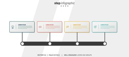 infográficos número opções modelo com 4 passos . pode estar usava para fluxo de trabalho disposição, diagrama, o negócio opções, bandeira, rede Projeto vetor