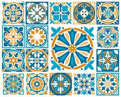 marroquino ou azulejo telha padrões, majólica mosaico vetor