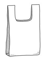 Preto vetor isolado em uma branco fundo rabisco ilustração do uma plástico saco