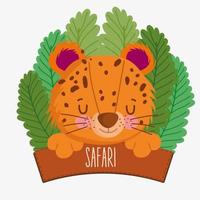 leopardo e placa de safari vetor