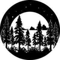 floresta - Preto e branco isolado ícone - vetor ilustração