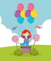 menina com balões vetor
