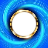 metálico ouro anel com texto espaço e redemoinho azul luz, vetor ilustração