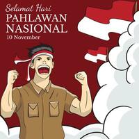 Selamat hari Pahlawan nacional. tradução é feliz indonésio nacional Heróis dia. mão desenhado vetor ilustração do indonésio nacional Heróis dia para bandeira, poster, folheto, cumprimento cartão, etc.