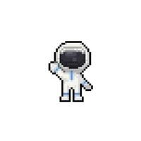 astronauta acenando mão dentro pixel arte estilo vetor