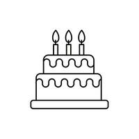 ícone de linha de bolo de aniversário vetor
