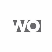 Monograma do logotipo da wo com modelo de design de estilo de espaço negativo vetor