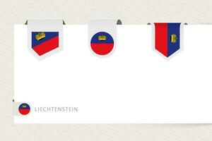 rótulo bandeira coleção do liechtenstein dentro diferente forma. fita bandeira modelo do liechtenstein vetor