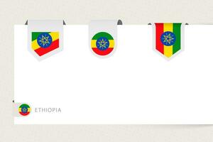 rótulo bandeira coleção do Etiópia dentro diferente forma. fita bandeira modelo do Etiópia vetor