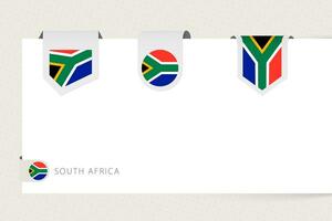 rótulo bandeira coleção do sul África dentro diferente forma. fita bandeira modelo do rsa vetor