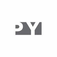 Monograma de logotipo py com modelo de design de estilo de espaço negativo vetor