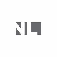 Monograma de logotipo nl com modelo de design de estilo de espaço negativo vetor