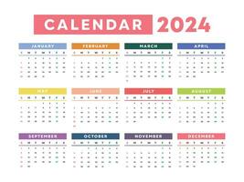 plano 2024 colorida calendário modelo vetor