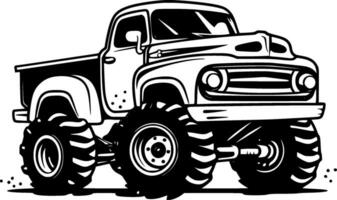 monstro caminhão, Preto e branco vetor ilustração
