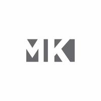 Monograma do logotipo mk com modelo de design de estilo de espaço negativo vetor