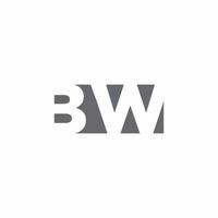 Monograma do logotipo da bw com modelo de design de estilo de espaço negativo vetor