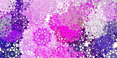 luz roxa, rosa vetor lindo cenário de flocos de neve com flores.