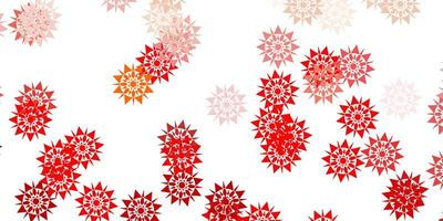 fundo vector laranja claro com flocos de neve de Natal.