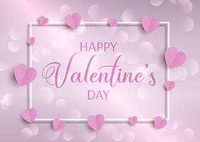 Fundo Dia dos Namorados com corações e moldura vetor