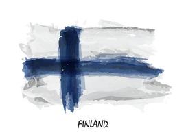 Bandeira de aquarela pintura realista da Finlândia. vetor. vetor