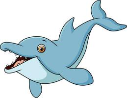fofa feliz azul golfinho desenho animado pulando vetor