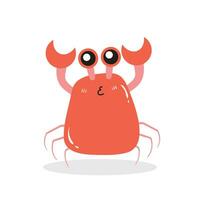fofa e engraçado caranguejo desenho animado personagem isolado dentro branco fundo. engraçado caranguejo ilustração, fofa vermelho caranguejo. vetor